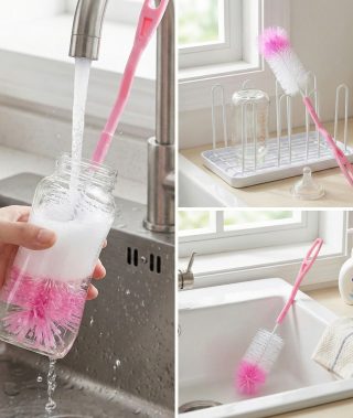 Long-handled Cleaning Brush for Washing Bottles, Water Jugs, Thermoses, Decanters, and Glassware ?? Scratch-resistant Kitchen Sink Cleaning Brush with Hanging Hole