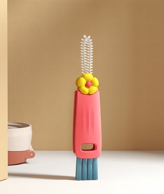 1pc 3In 1 Cleaning Brush, Random Color New Crevice Cleaning Brush for Bottle Crevice Space Cups, 3In 1 Multi-Function Cleaning Brush Portable Cup Lid Cleaning Brush with Brush for RV Cleaning, Easy to Use, Car Goodies