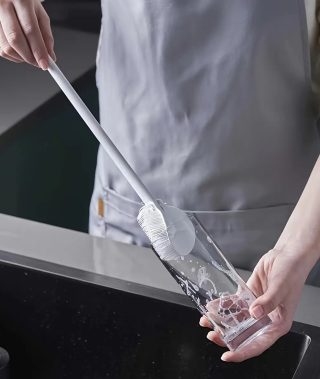 Home Foldable Long Handle Cleaning Tool for Tea Stains And Broken Wall Machine Gaps, Bottle Cleaning And Glass Cup Scrubbing, Portable And Reusable, Suitable for Kitchenware And Beverage Cleaning, Applicable in 80 Regions