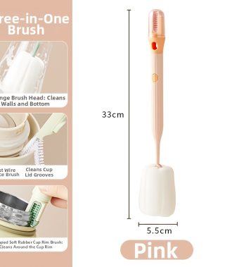Three-in-one Household Water Cup Cleaning Brush, Multi-functional Home Life Cup Cleaning Brush with Long Handle and Straw for Cleaning Water Cups