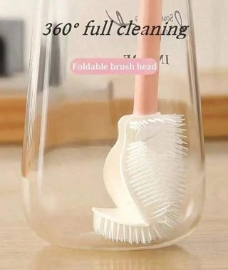 360 Degree Cleaning Brush, Long Handle, Foldable Head, Suitable for Bottles And Cups, Reusable Kitchen Cleaning Tool, Home Cleaning, Kitchen Cleaning, Party Cleaning, Christmas And New Year Cleaning Supplies