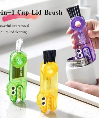 2pcs 3-In-1 Cup Lid Cleaning Brush Set A Multifunctional Cleaning Tool for Insulated Mugs, Water Bottles, And Cups; Features a Detachable Mini Brush Head for Cleaning Hard-To- Spots; Dishwasher Safe Cute Cartoon Design