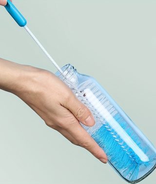 1pc Multi-Functional Long Handle Brush with Blue Handle & White Bristles - Durable Plastic Cleaning Tool for Cups, Bottles, Kitchen, Bathroom, and Home Use - Ideal for Hard-to-Reach Areas, Kitchen Cleaning Brush|Ergonomic Handle|Durable Plastic Brush, Bottle Brush