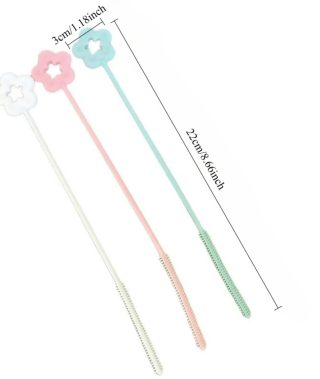 3u002F4pcs Flower-Shaped Reusable Straw Cleaning Brushes, Random Colors Shipped. Extended Length Design, Comes with a Bottle Brush and Crevice Brush Combo Set. Can Clean Cup Lids, Glass Straws, and Tumbler Tubes. Long Handle for Deep Cleaning