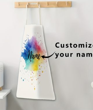 (Custom) 1pc Multicolor Splatter Style Name Apron, Polyester -Like Material, Painting Craft Cooking Baking Gardening Apron, Waitress Apron, Kitchen Restaurant Home Decor Item, Holiday Gift