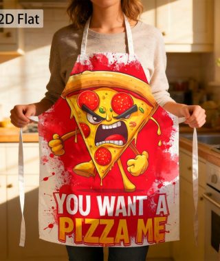 1pc Pizza Lover Angry Pepperoni Slice Pun Graphic Chef Apron Bold Print Funny Humorous 27 X 22 Inch(68 X 55cm) Kitchen Apron Funny Unisex Comfortable Fade Resistant for Cooking Party Home Chef