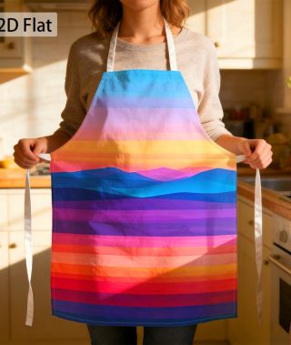 1pc Sunset Mountain Landscape Bold Striped Color Block Graphic Chef Apron Vibrant Scenic Bold Print 27 X 22 Inch(68 X 55cm) Kitchen Apron Funny Unisex Comfortable Fade Resistant for Cooking Party Home Chef