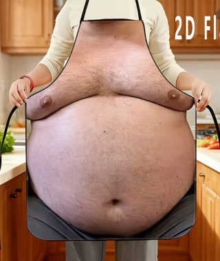 1pc of 2D Flat Close-up Printed Apron for Abdominal Obesity, Durable and Easy to Clean, Adjustable Waist Belt, Suitable for Both Men and Women, Perfect for Home Baking., 2D Flat