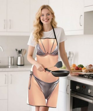 1pc Funny Bikini Body Printed Apron for Men and Women, Hilarious Beach Swimsuit Design, Trendy and Playful Style for Cooking, BBQ, Parties, and Casual Home Gatherings
